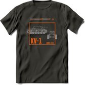 KV-1 Heavy tank leger T-Shirt | Unisex Army Tank Kleding | Dames / Heren Tanks ww2 shirt | Blueprint | Grappig bouwpakket Cadeau - Donker Grijs - 3XL