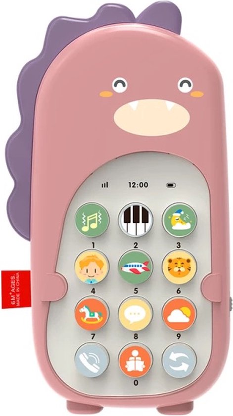 Babycure Dancing dinosaur | Pink Dino | Babytelefoon | Speelgoed telefoon met bijtring!