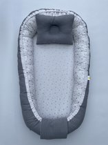 Bébélunes - Waffle Grey - Babynest  - Grijs - 60x100cm - Inclusief kussen