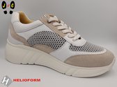 Helioform dames sneaker, H328 wit/beige/combi, Maat 36