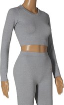 LADIES SPORTS CROP TOP - LONG SLEEVES - XTREME - GRIJS - M