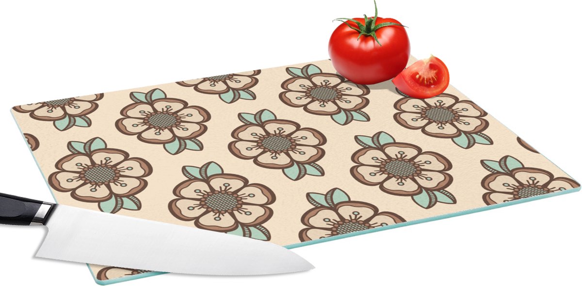 Glazen Snijplank - 39x28 - Retro - Bloemen - Design - Snijplanken Glas