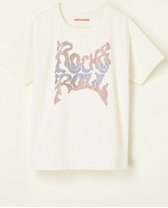 Zadig&Voltaire Kids Rock & Roll T-shirt met strass - Gebroken Wit - Maat 134