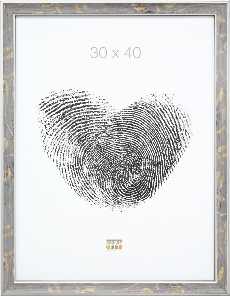 Deknudt Frames fotolijst S40JE7 - grijs met zilverbies - 30x40 cm