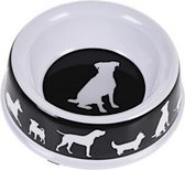 voer- en drinkbak Hond 25 cm melamine zwart/wit