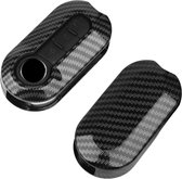 Premium Sleutelcover - Gloss Carbon Look - Sleutel Case - Geschikt voor Abarth / Abarth 595 / Fiat 500 / 500L / 500X / 500C / Panda / Punto / Stilo - Sleutel Hoesje Key Cover - Auto Accessoires