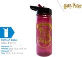 Harry Potter Drink Fles - Rood - Hogwarts - 600 ml - 20,5 x 9,5 CM