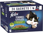 FELIX Tender Tender Delicious Duos in Jelly - Landselectie met Groenten - 44x85 g - Verse zakjes voor volwassen katten