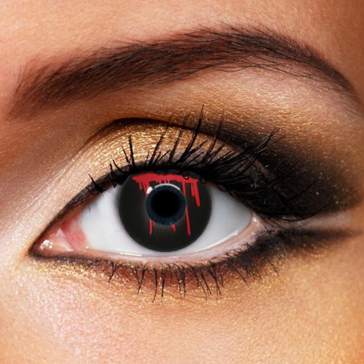 Partylens® kleurlenzen - Bloody Cut Black - zachte jaarlenzen met lenshouder - partylenzen