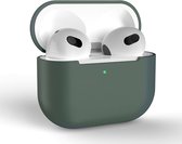 Hoes voor Apple AirPods 3 - Legergroen - Hoesje Siliconen Case Cover Bescherming