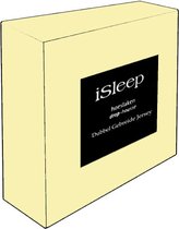 iSleep Dubbel Jersey Hoeslaken - Tweepersoons - 130/140x200 cm - Licht Geel