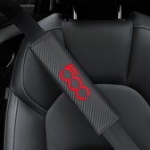 Carbon Gordel Covers voor Fiat 500 / 500C / 500X - Set van 2 Gordelhoezen - Zachte Gordel Hoes Beschermer Zwart & Rood Carbon Look - Ook voor Kinderen - Fiat 500 Auto Accessoires -