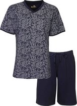 Medaillon - Dames Shortama - Pyjama Set - Blauw - Maat XL