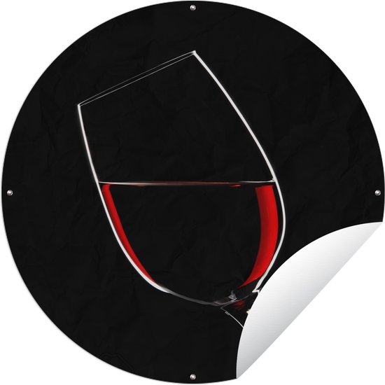 Tuincirkel Rode wijn op een zwarte achtergrond - 150x150 cm - Ronde Tuinposter - Buiten
