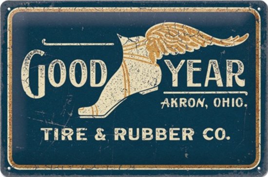 3D metalen wandbord "Good Year. Tire & Rubber" 20x30cm