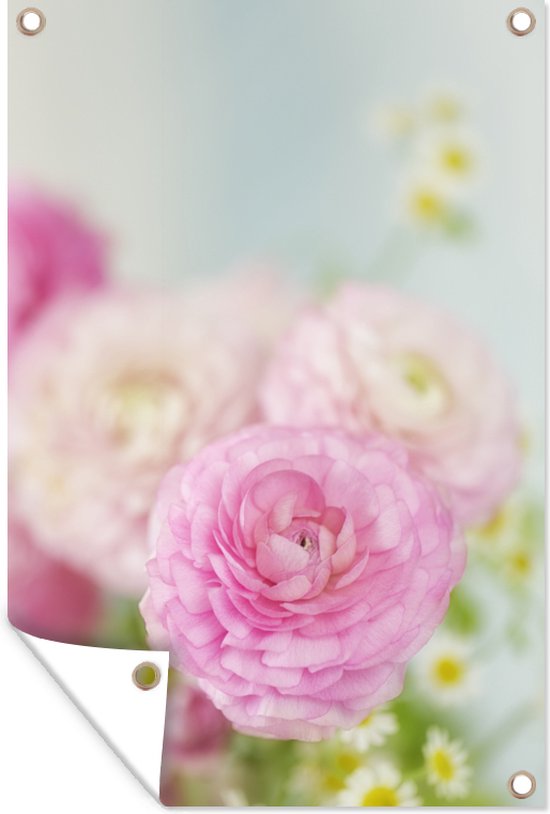 Tuinposter - Tuindoek - Tuinposters buiten - Close-up van roze bloemen - 80x120 cm - Tuin