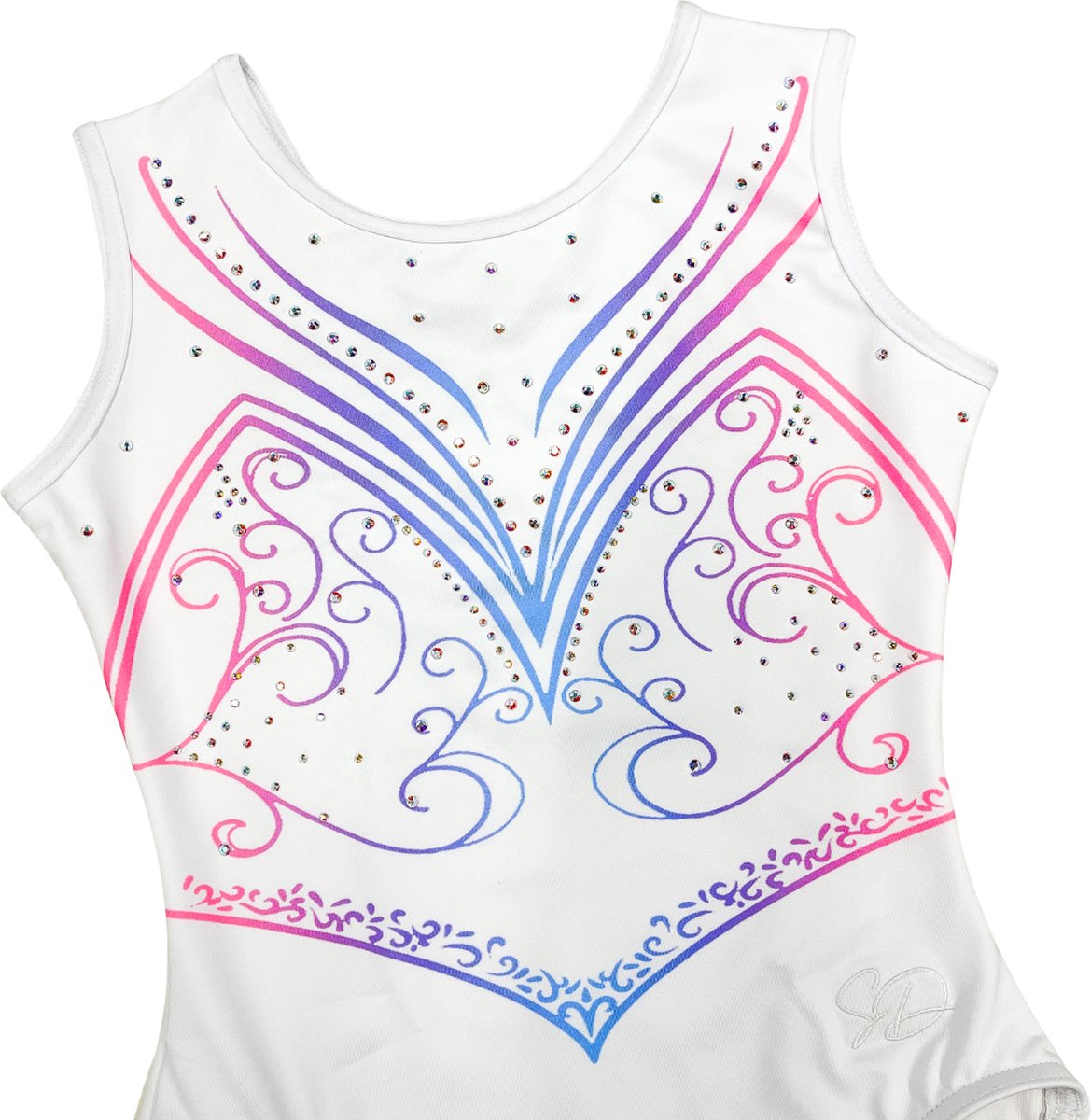 Sparkle&Dream Turnpakje Vicky Wit Pastel - ALA | maat XS - Gympakje voor Turnen en Gymnastiek