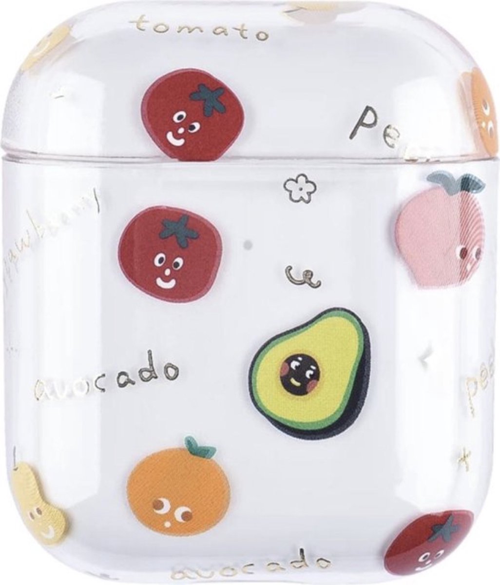 Supertarget - AirPods Case met Fruit- Airpods hoesje - Airpods case Strawberry Avocado Peach Tomato Pear - Beschermhoes voor AirPods 1+2