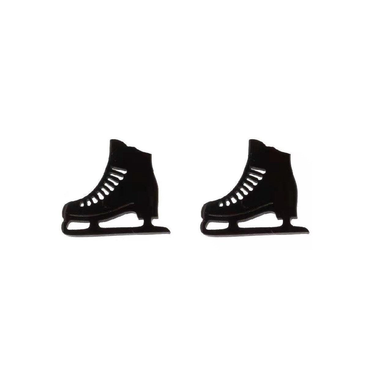 Gading® Oorknopjes - RVS dames Oorknoppen met schaatsen- zwart-10mm*11mm