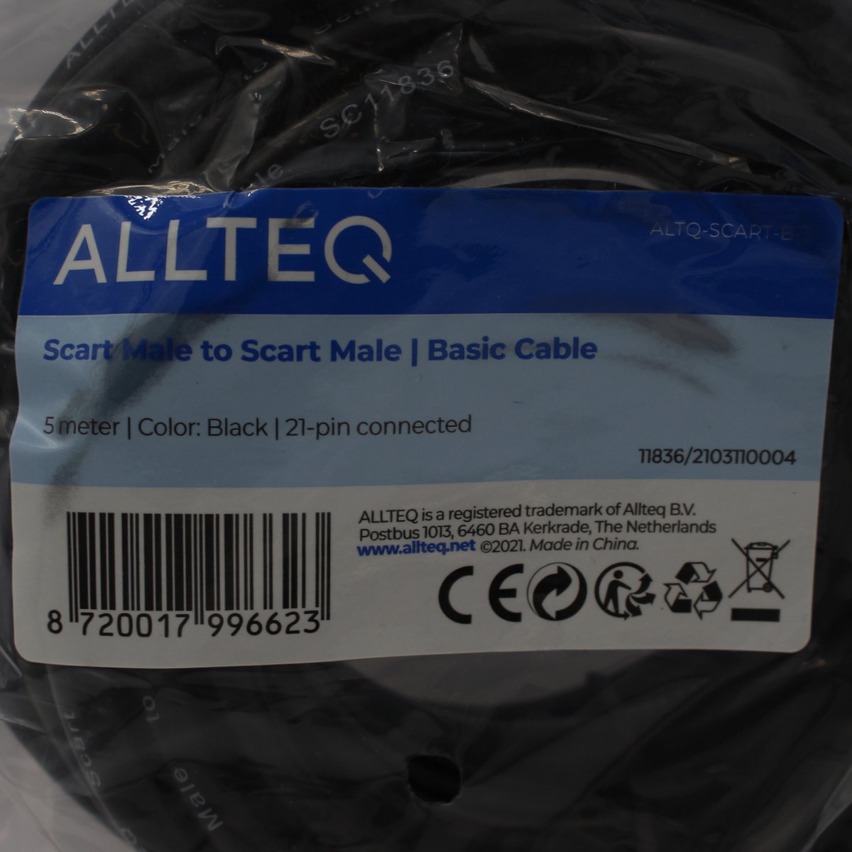 Scart kabel - 5 meter - Allteq