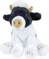 Pluche knuffel dieren zittende koe 15 cm - Speelgoed knuffelbeesten koeien