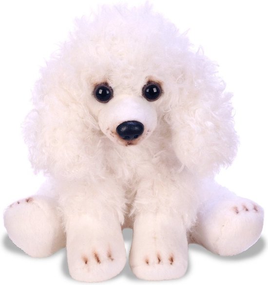 Knuffel Teddy Hond Pop Simulatie Hond Speelgoed Kinderen Krullend Haar Hond Speelgoed Schattig Dier Huisdier Teddy Hond Sierkussen Verjaardagscadeau Woondecoratie voor Kids Meisjes Jongens, Bruin 32CM