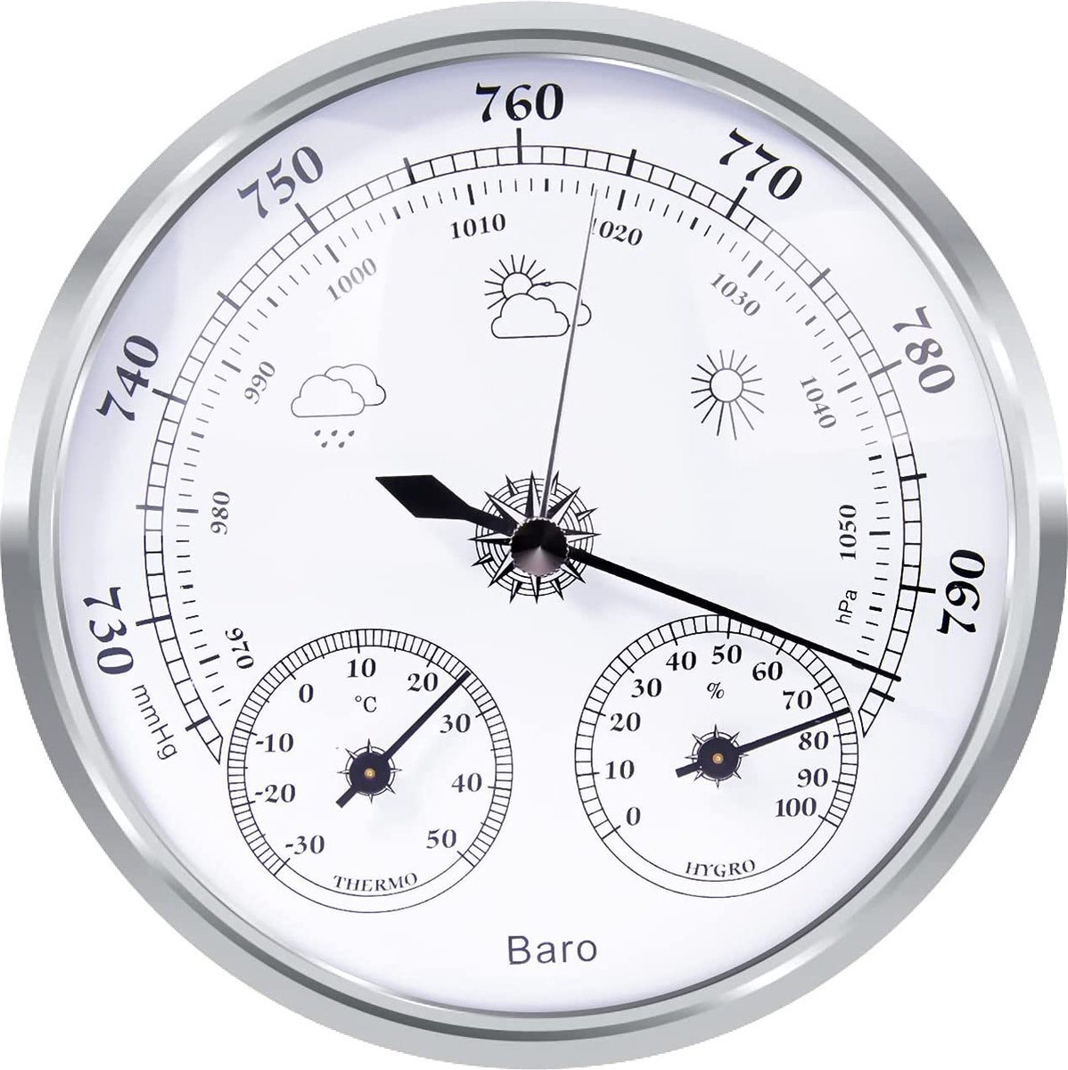Station météo baromètre de Luxe avec thermomètre hygromètre en Messing de  couleur