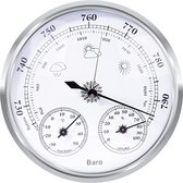 Station météo baromètre de Luxe avec thermomètre hygromètre en Messing de couleur argent - pour intérieur et extérieur