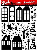 raamstickers Sinterklaas A4 zwart/wit 50 stuks