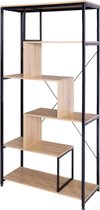 Kamyra® Boekenkast Industrieel Binnen - Opbergkast - Kast - Wandkast - Licht Eik / Zwart 84x34x160 cm