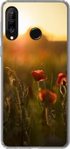 Coque Huawei P30 Lite - Coquelicot - Coucher de soleil - Or - Coque de téléphone en Siliconen