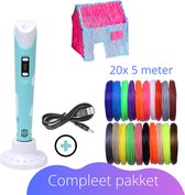 3D Pen - Compleet pakket - Teken alles wat je wilt - 3D filament - 100 meter - filament - 20 kleuren - Usb kabel - Houder - blauw