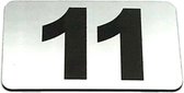 Nummerplaatje 11 - Nummerbordje - Huisnummer - Deur en Kamernummer - Lockernummer - Plakcijfers - Zelfklevend - Brievenbus Nummer - RVS Look - 80 mm x 50 mm x 1,6 mm - 5 jaar Garan