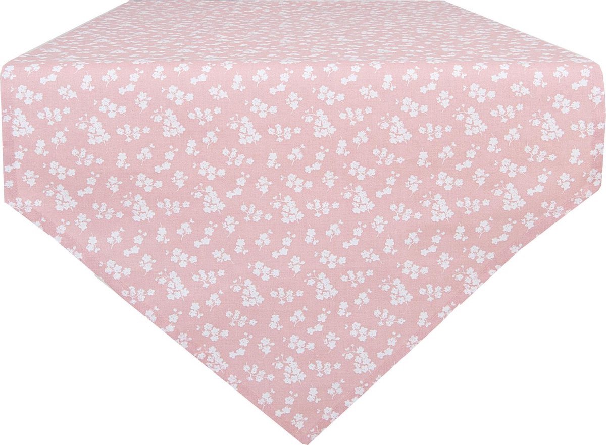 Tafelloper - 50 x 160 cm - Katoen - Bloesembloemen - Oudroze