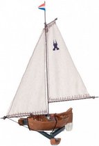 kerstdecoratie ijszeilboot 21 x 25 cm bruin/wit