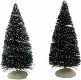 kerstboom kerstdorp 10 cm groen 2 stuks