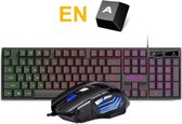 Homezie Toetsenbord | Muis | Combo-set | Gaming | Snelle reactie | 7-knops gamingmuis | Instelbare RGB-kleuren | DPI-schakelaar | USB