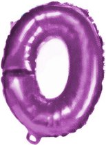 folieballon cijfer 0 junior 35 cm paars