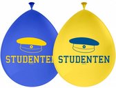 ballonnen studenten 30 cm latex geel/blauw 8 stuks