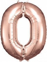 folieballon cijfer 0 junior 66 x 88 cm rosÃ©goud
