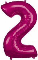 folieballon 50 x 88 cm nummer 2 roze
