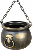 heksenketel Skull junior 19 cm polyetheen goud/zwart