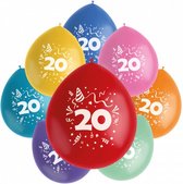 ballonnen Color Pop 20 jaar 23 cm latex 8 stuks