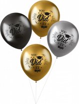 ballonnen You did it! 33 cm latex goud/zilver 4 stuks