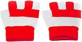 handschoenen vingerloos unisex wit/rood one size