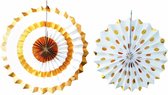 Waaierset goud/wit 2 stuks