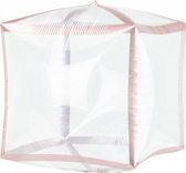 folieballon Kubus 38 cm transparant/roze