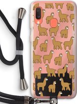 Case Company® - Samsung Galaxy A20e hoesje met Koord - Alpacas - Telefoonhoesje met Zwart Koord - Bescherming aan alle Kanten en Over de Schermrand