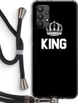 Case Company® - Samsung Galaxy A32 4G hoesje met Koord - King zwart - Telefoonhoesje met Zwart Koord - Bescherming aan alle Kanten en Over de Schermrand