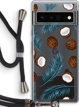 Case Company® - Google Pixel 6 Pro hoesje met Koord - Kokosnoot - Telefoonhoesje met Zwart Koord - Bescherming aan alle Kanten en Over de Schermrand